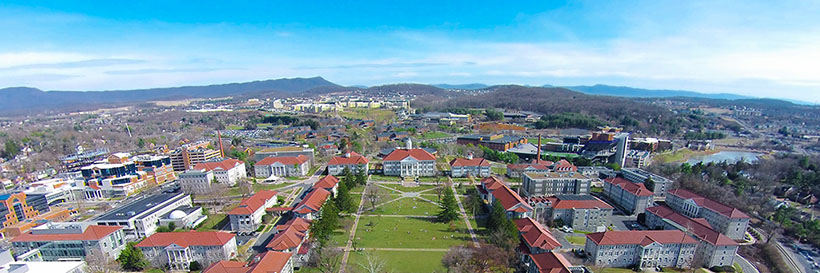 Aerial view of the JMU quad