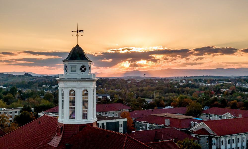 Wilson Hall Aerial at Sunset