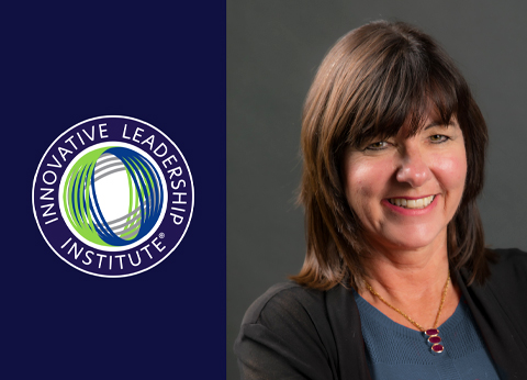 Logo of the Innovative Leadership Institute alongside a professional headshot of Maureen Metcalf.