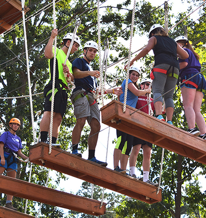 Residential Learning students participating in a challenge course