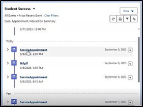 Appointment on Student Success Timeline