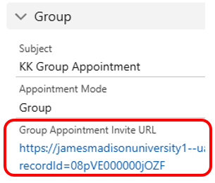 Group Appointment URL