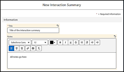 Interaction Summary Details