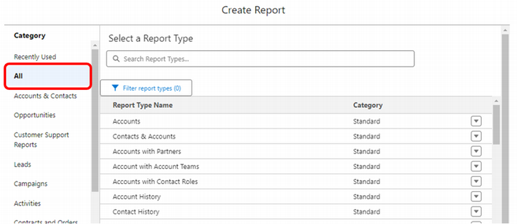 Choose Report Type