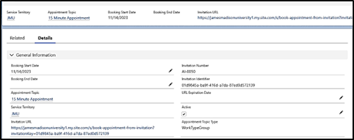Appointment URL details