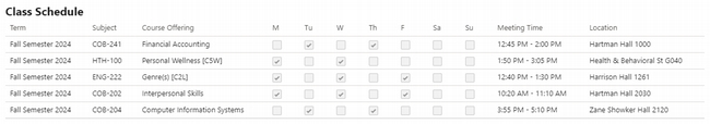 Class Schedule