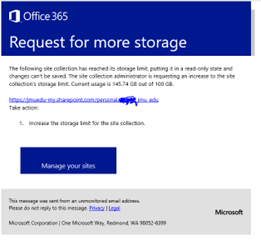 OneDrive Storage Notice