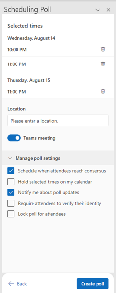 Scheduling Poll settings