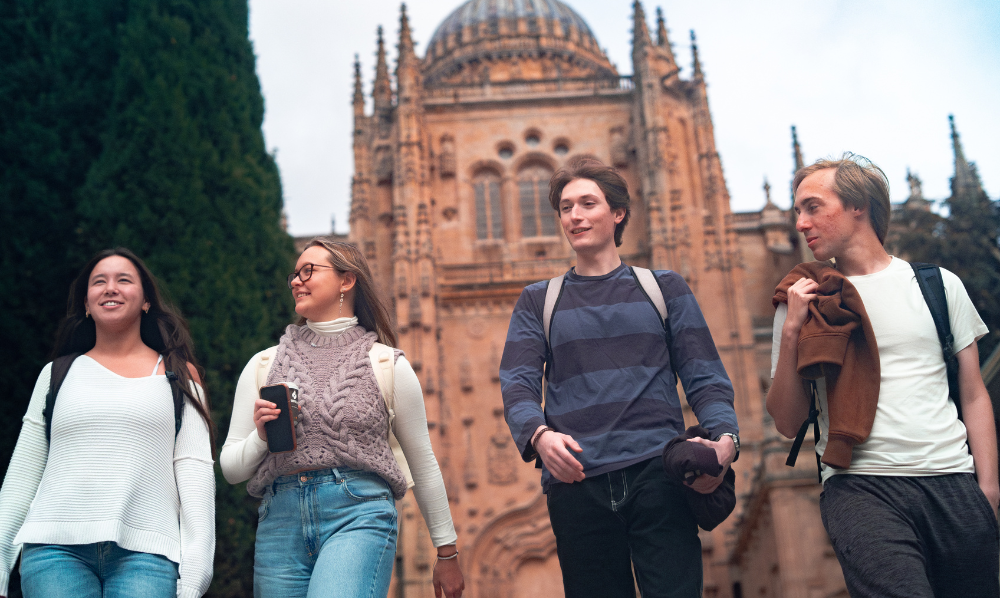 students walking in Salamanca
