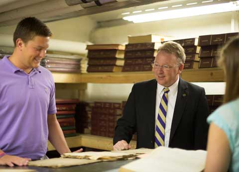 JMU students are working with Chaz Evans-Haywood (Clerk of Courts) to organize and preserve historical documents.
