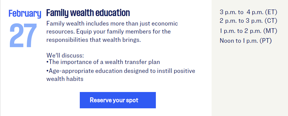 TIAA Webinar - Family Wealth Education