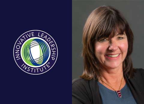 Logo of the Innovative Leadership Institute alongside a professional headshot of Maureen Metcalf.