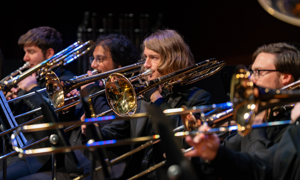 trombones playing in a wind ensemble