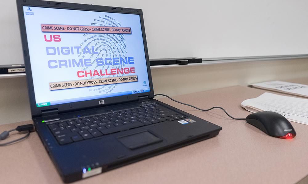 Photo of computer screen with US Digital Crime Scene Challenge logo