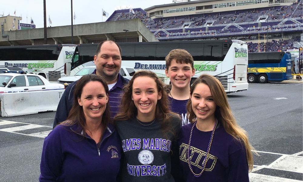 Perry family at JMU Parents Weekend in 2016