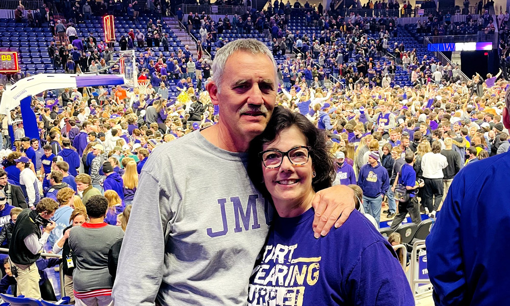 Dykes at JMU basketball game