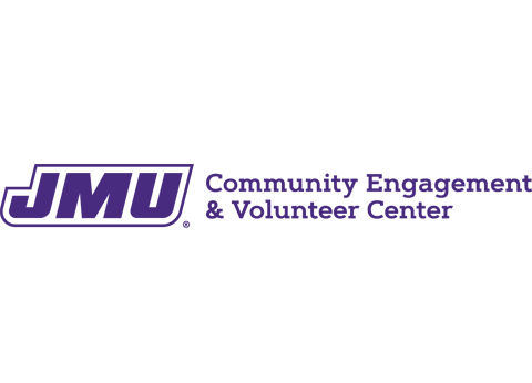 Purple horizontal logo for JMU Community Engagement and Volunteer Center