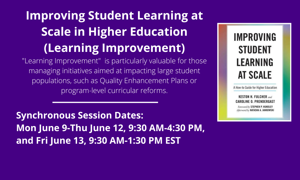 White text on purple background annoucing "Improvong Student Learning at Scale" workshop for summer 2025