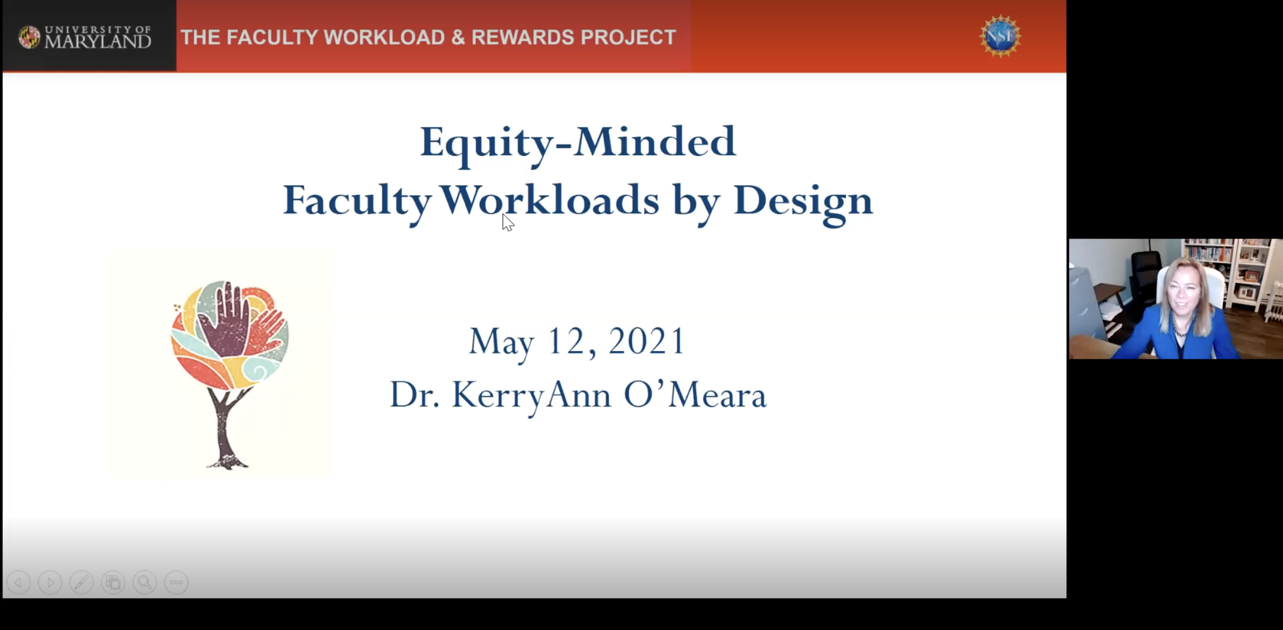 Title page of KerryAnn O'Meara's presentation on Equity Minded Reform of Faculty Workloads