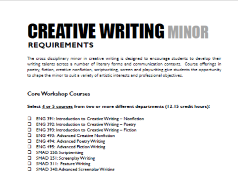 image for Creative Writing Minor Checklist