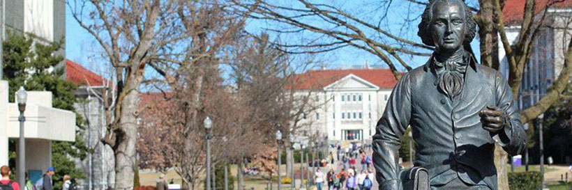 Statue of James Madison in the fall