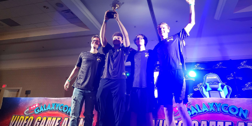 JMU Esports team celebrates a win