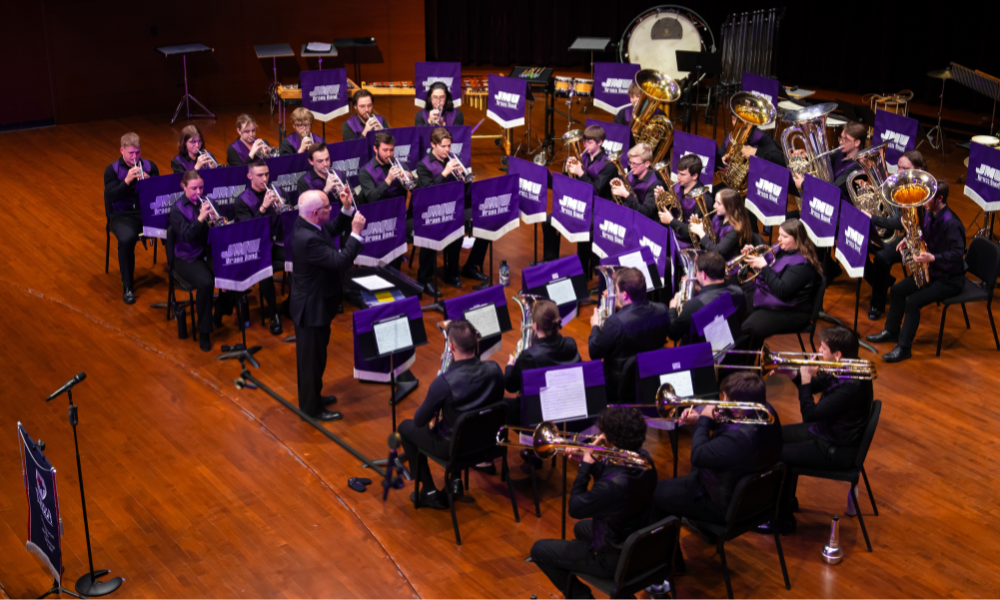 brass band playing on stage