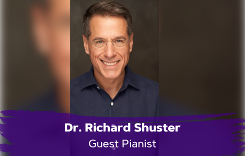 smiling man; text reads dr. richard shuster, guest pianist