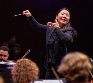 conductor conducting an orchestra