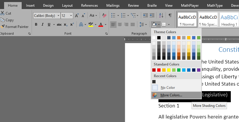 Accessibility: How to use color values in Microsoft Word - JMU