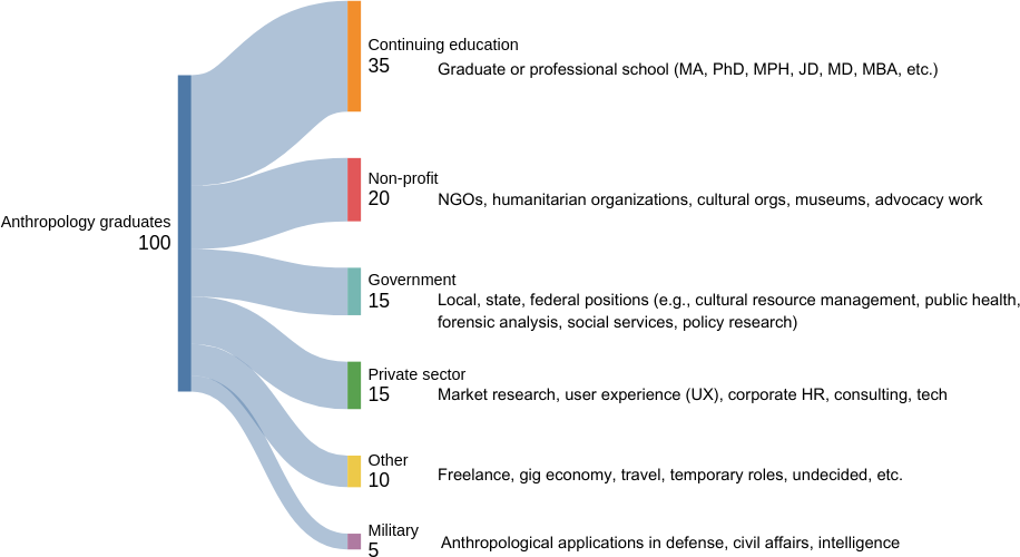 Sankey diagram of early career anthropology graduates