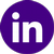 LinkedIn logo in a purple circle.