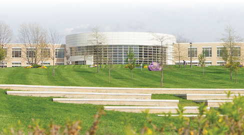 view of the Festival Drum building at JMU